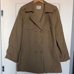 LOFT Women's Khaki Double-Breasted Trench Coat